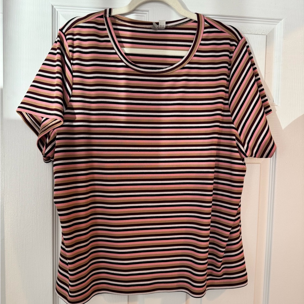 ASOS Multicolored Stripe Ribbed Stretchy Top size 20